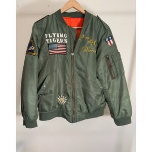 Vintage Pilot Flying Tigers bomber jacket embroidered patches size Medium